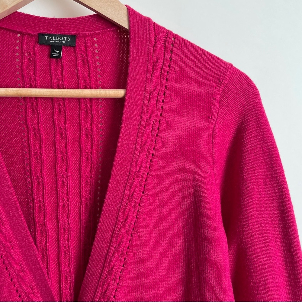 Talbots Pink Boyfriend Cardigan V-Neck Long Sleeve Button Front Size 1X Petite